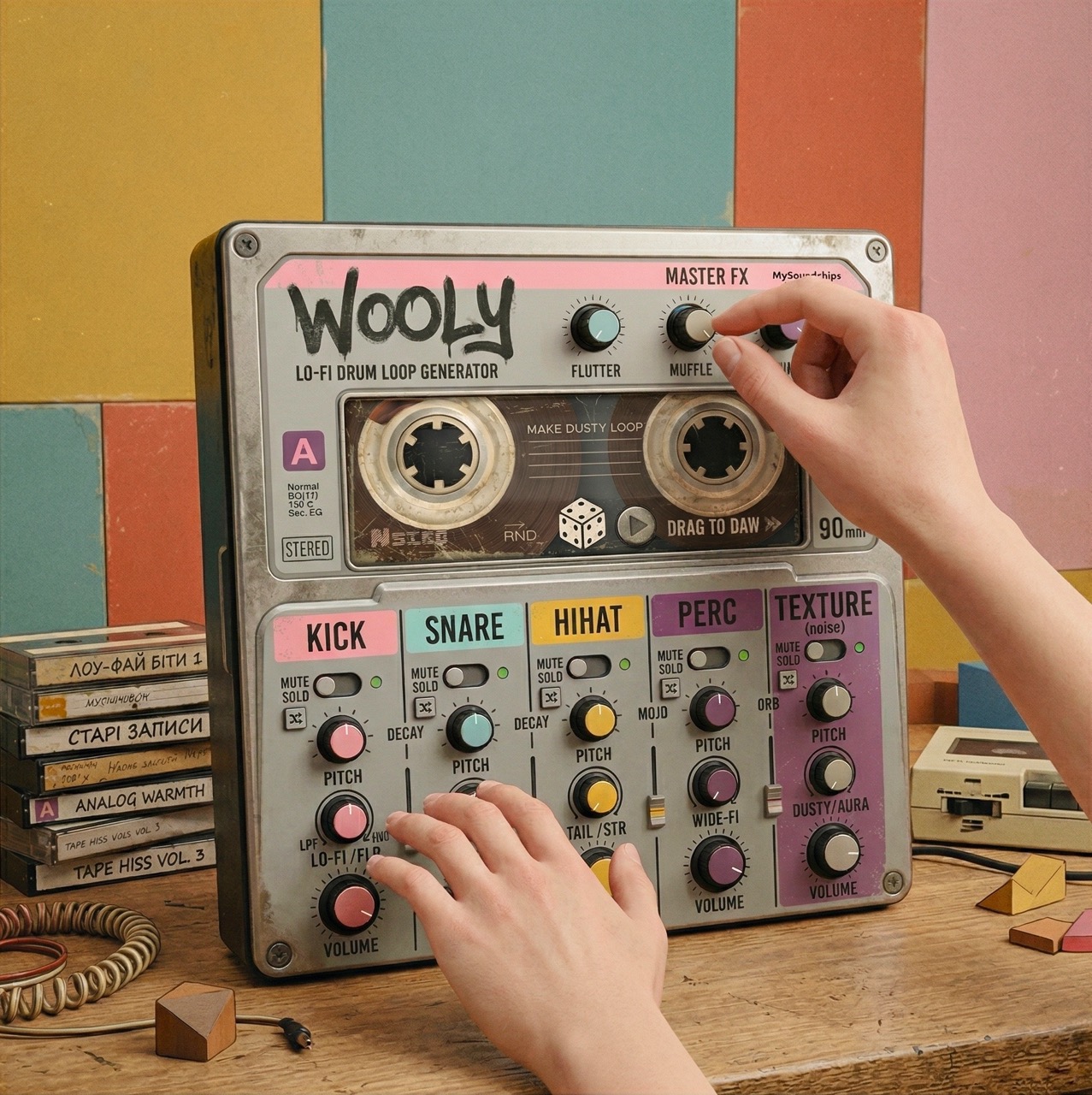 Wooly Lo-Fi Drum Generator Plugin Interface